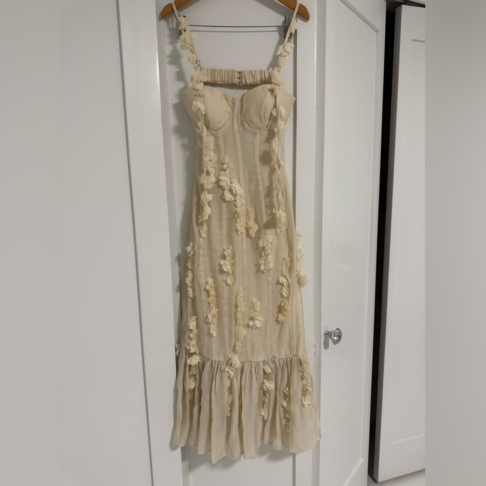 Petal & Pup Cream Floral Appliqué Maxi Dress (new; no tags)
